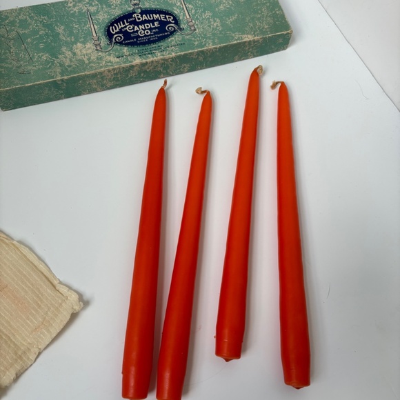 Antique vintage Will & Baumer orange taper candles - Picture 5 of 9